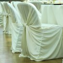 [ MIETEN ] Stuhlhusse - elegant - universelle Größe - Elasthan / Polyester - Creme