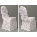 [ MIETEN ] Stuhlhusse - gerafft - universelle Größe - Elasthan / Polyester - Weiß