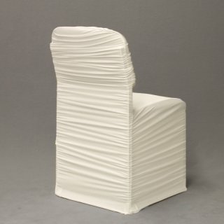 [ MIETEN ] Stuhlhusse - gerafft - universelle Gre - Elasthan / Polyester - Creme