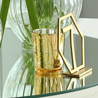 [ MIETEN ] Teelichthalter - H.6,5 x D.5,5 cm - Glas - Bauerngold