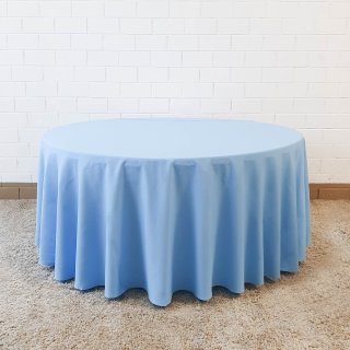 [ MIETEN ] Tischdecke - D.290 cm - Polyester - Hellblau