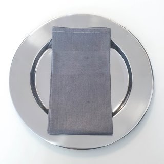 [ KAUFEN ] Stoffserviette - B.50 x L.50 cm - Baumwolle - Atlaskante - Denim-Grau