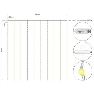 [ KAUFEN ] LED Lichterkette / Lichtervorhang - warmgelb - L.300 x B.300 cm - Strombetrieb