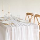 [ MIETEN ] Tischläufer - L.220 x B.140 cm - Polyester / Chiffon - Weiß