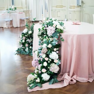 [ MIETEN ] Tischdecke - L.520 x B.230 cm - Polyester - Puderrosa