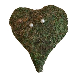 [ KAUFEN ] Trockenfloristik Moosherz Ringkissen L.18 x B.16  cm - Grün [ B-Ware ]