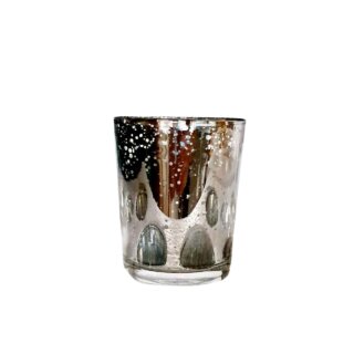 [ MIETEN ] Teelichthalter - H.6,5 x D.5,5 cm - Glas - Bauernsilber